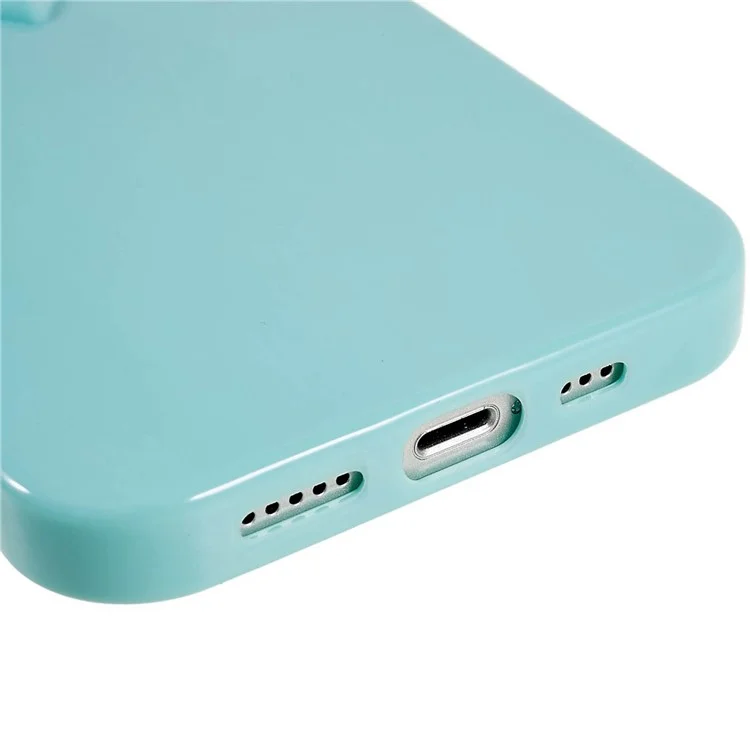 For iPhone 14 Anti-fingerprint TPU Soft Cell Phone Case Heart Shaped Camera Protection Phone Cover - Cyan