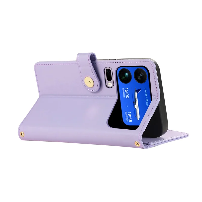 For Xiaomi 17 Pro Max Case Multi Card Slots Zipper Rhombus Leather Phone Cover with Wrist Strap - Purple