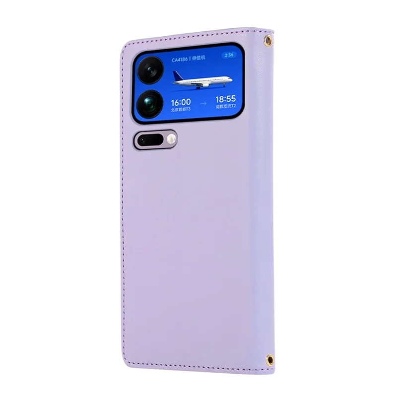 For Xiaomi 17 Pro Max Case Multi Card Slots Zipper Rhombus Leather Phone Cover with Wrist Strap - Purple