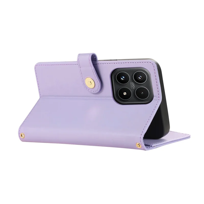 For Xiaomi 17 Case Multi Card Slots Zipper Rhombus Leather Phone Cover with Wrist Strap - Purple