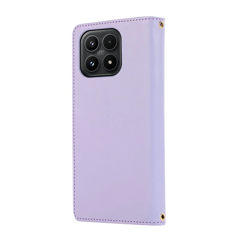 For Xiaomi 17 Case Multi Card Slots Zipper Rhombus Leather Phone Cover with Wrist Strap - Purple
