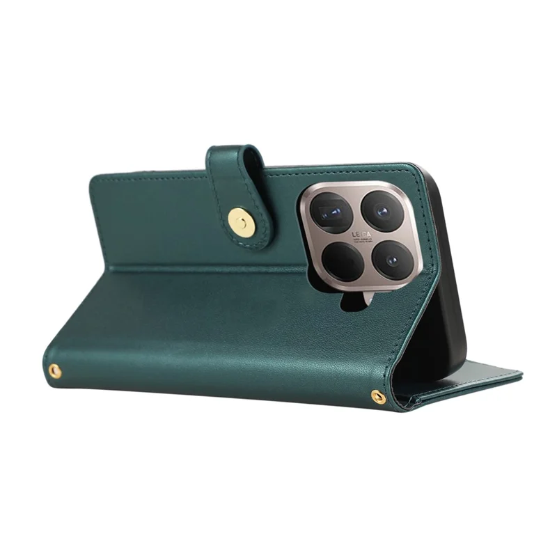 For Xiaomi 15T Pro Case Multi Card Slots Zipper Rhombus Leather Phone Cover with Wrist Strap - Green