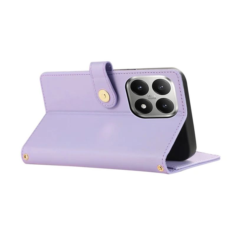 For Xiaomi 15T Case Multi Card Slots Zipper Rhombus Leather Phone Cover with Wrist Strap - Purple