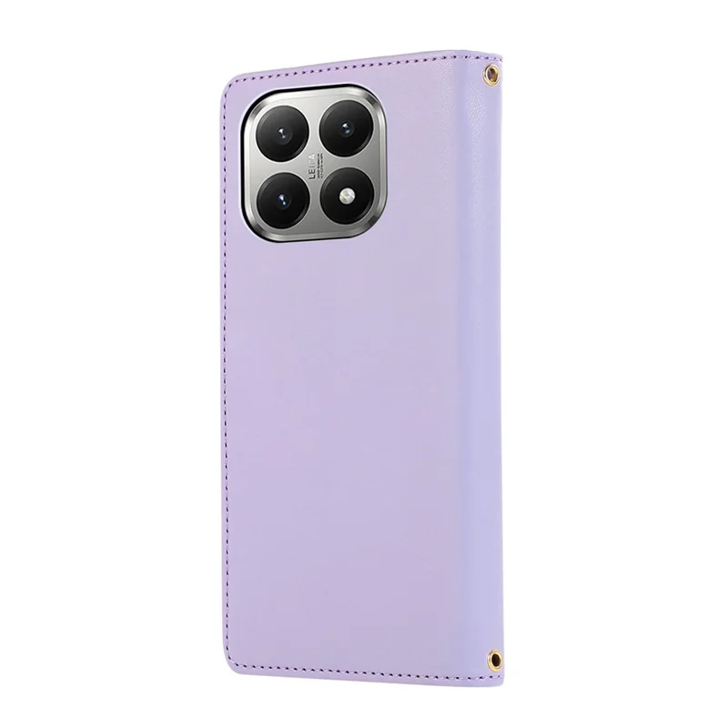 For Xiaomi 15T Case Multi Card Slots Zipper Rhombus Leather Phone Cover with Wrist Strap - Purple