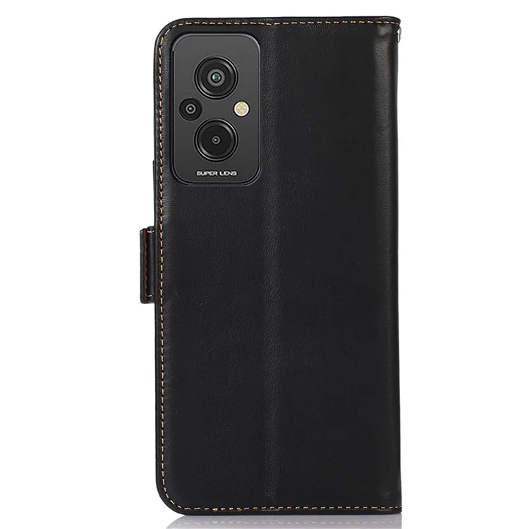 RFID Blocking Téléphone Case Pour Xiaomi Redmi 11 Prime 4G, Portefeuille Magnétique Crazy Horse Texture Vérineuse Coue de Vache Vow - le Noir