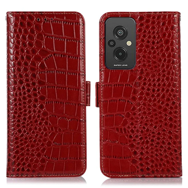 Pour Xiaomi Redmi 11 Prime 4G Crocodile Texture Téléphone Bénévain de Portefeuille en Cuir de Vache Vow - Rouge
