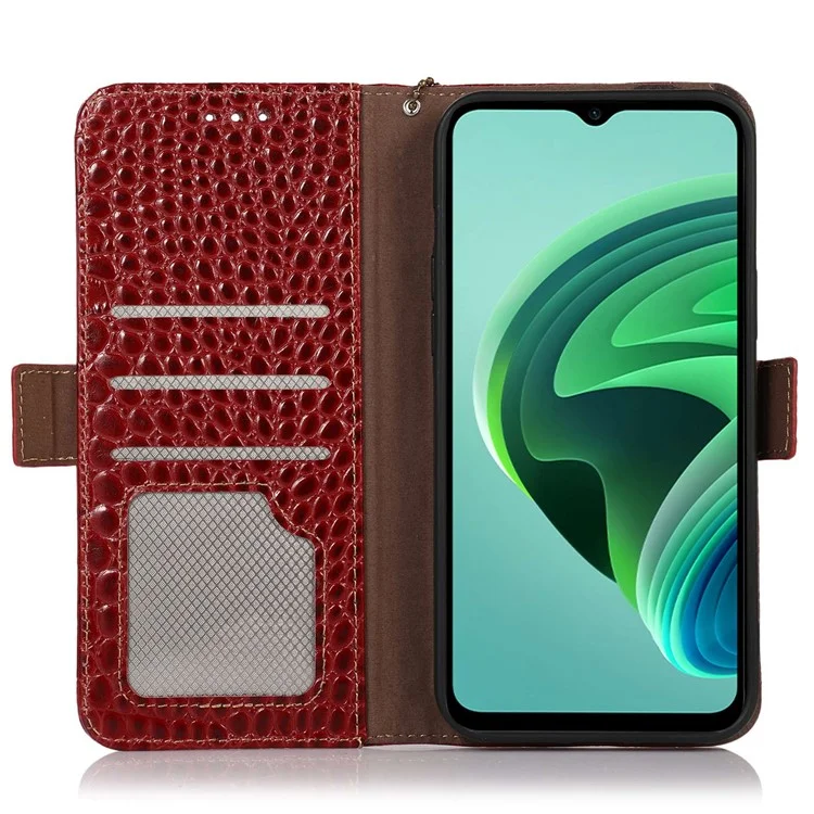Pour Xiaomi Redmi 11 Prime 4G Crocodile Texture Téléphone Bénévain de Portefeuille en Cuir de Vache Vow - Rouge