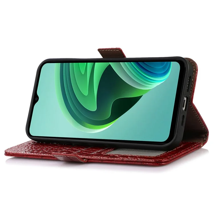 Pour Xiaomi Redmi 11 Prime 4G Crocodile Texture Téléphone Bénévain de Portefeuille en Cuir de Vache Vow - Rouge