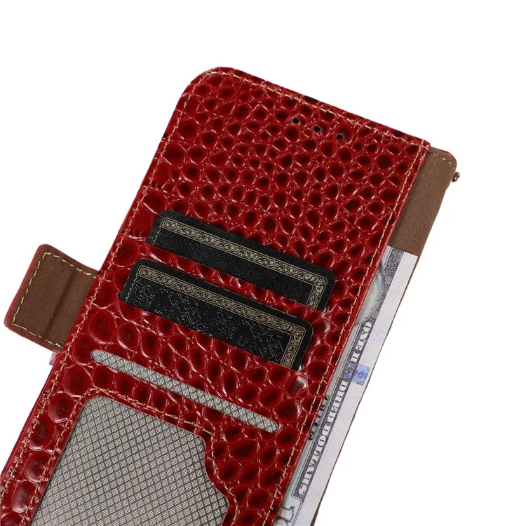 Pour Xiaomi Redmi 11 Prime 4G Crocodile Texture Téléphone Bénévain de Portefeuille en Cuir de Vache Vow - Rouge