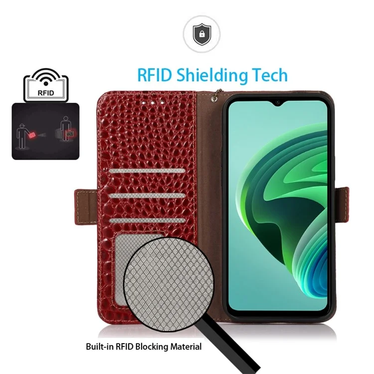 Pour Xiaomi Redmi 11 Prime 4G Crocodile Texture Téléphone Bénévain de Portefeuille en Cuir de Vache Vow - Rouge
