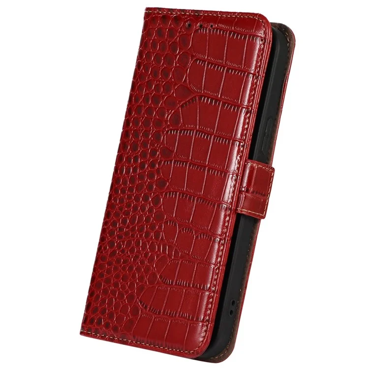 Pour Xiaomi Redmi 11 Prime 4G Crocodile Texture Téléphone Bénévain de Portefeuille en Cuir de Vache Vow - Rouge