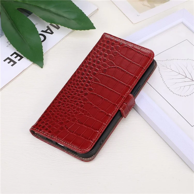 Pour Xiaomi Redmi 11 Prime 4G Crocodile Texture Téléphone Bénévain de Portefeuille en Cuir de Vache Vow - Rouge
