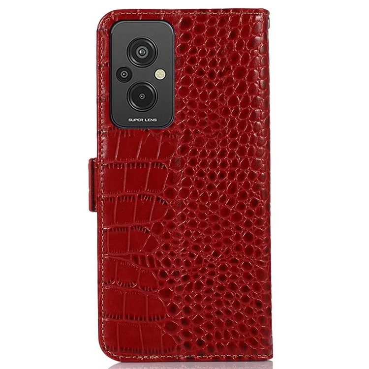 Pour Xiaomi Redmi 11 Prime 4G Crocodile Texture Téléphone Bénévain de Portefeuille en Cuir de Vache Vow - Rouge