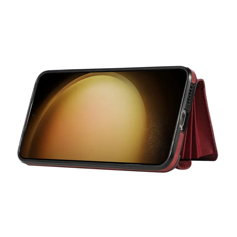 For Samsung Galaxy S26 Case Multiple Card Holder Kickstand TPU PU Leather + PC Phone Cover with Wrist Strap - Red