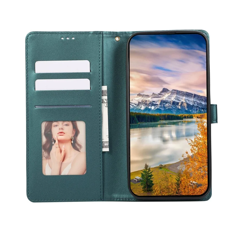 For Samsung Galaxy S26 Ultra Case 3D Rhombus Grid Imprinted Wallet Leather Phone Cover with Lanyard - Green