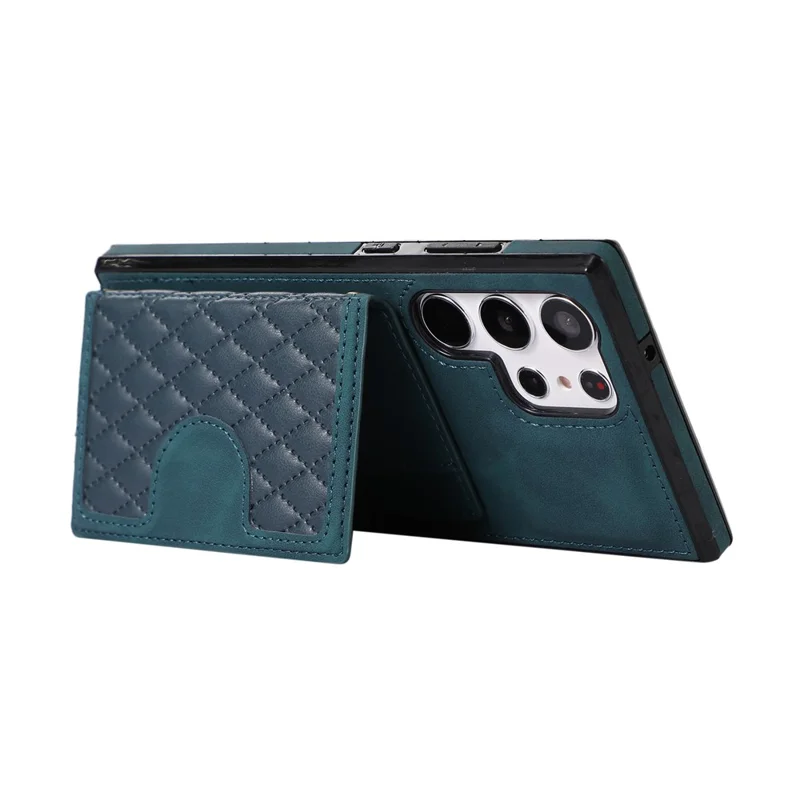 For Samsung Galaxy S26 Ultra Kickstand Phone Case TPU+PU Leather Shoulder Phone Bag - Green