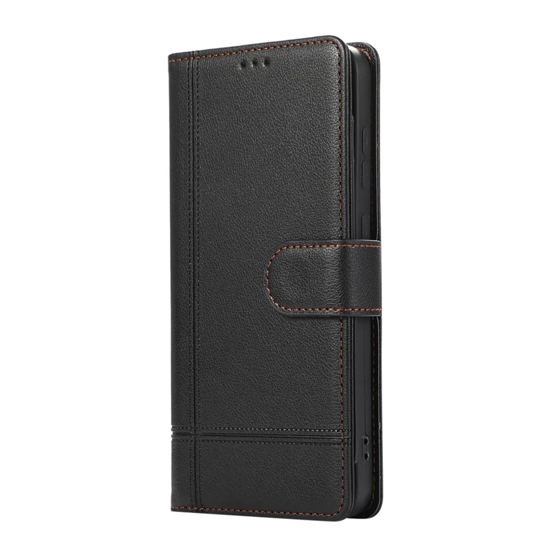 For Samsung Galaxy A37 5G Case TPU PU Leather Folio Flip Shockproof Phone Cover with Mirror - Black