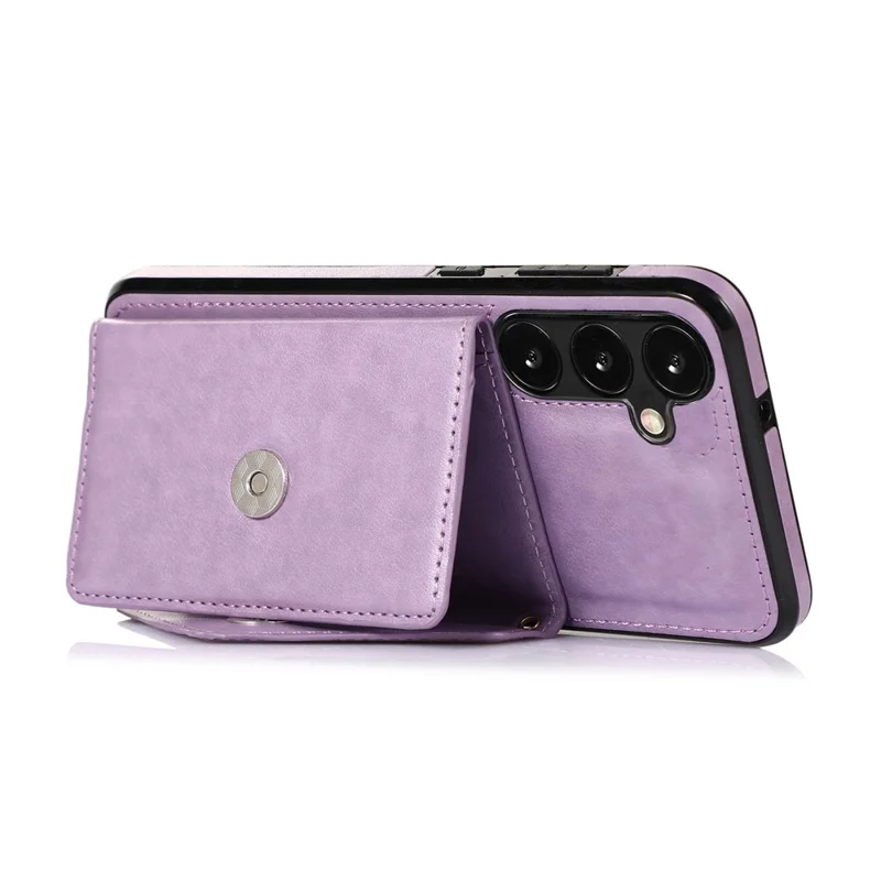 For Samsung Galaxy A37 5G Cell Phone Case Triangle Lid Card Bag Leather + TPU Cover with Long Strap - Purple