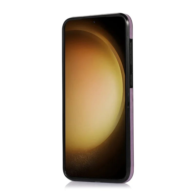 For Samsung Galaxy A37 5G Cell Phone Case Triangle Lid Card Bag Leather + TPU Cover with Long Strap - Purple