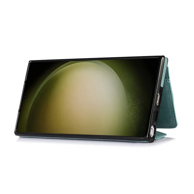 For Samsung Galaxy S26 Ultra Cell Phone Case Triangle Lid Card Bag Leather + TPU Cover with Long Strap - Green