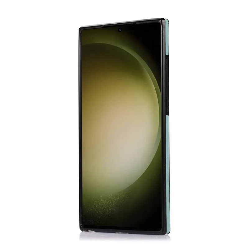 For Samsung Galaxy S26 Ultra Cell Phone Case Triangle Lid Card Bag Leather + TPU Cover with Long Strap - Green