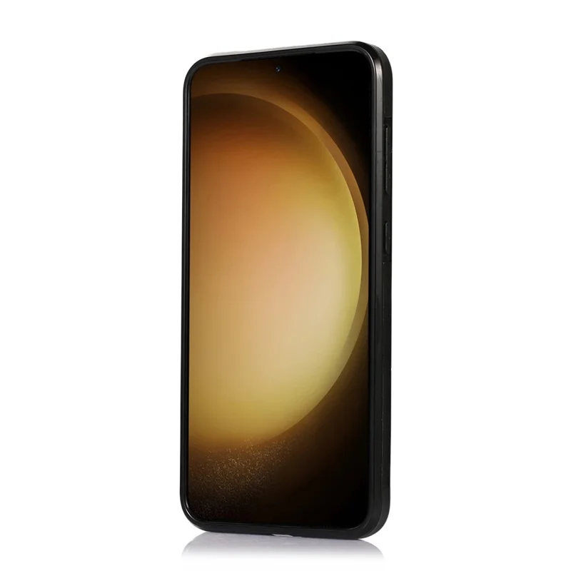 For Samsung Galaxy S26+ Cell Phone Case Triangle Lid Card Bag Leather + TPU Cover with Long Strap - Black