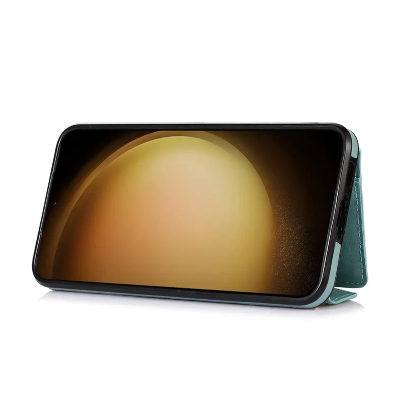 For Samsung Galaxy S26 Cell Phone Case Triangle Lid Card Bag Leather + TPU Cover with Long Strap - Green