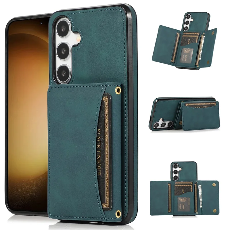 For Samsung Galaxy A57 5G Phone Case Tri-Fold Wallet Kickstand PU Leather + TPU Back Cover - Blue