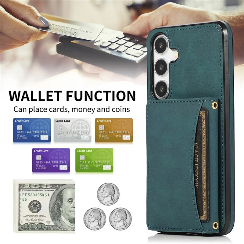 For Samsung Galaxy A57 5G Phone Case Tri-Fold Wallet Kickstand PU Leather + TPU Back Cover - Blue