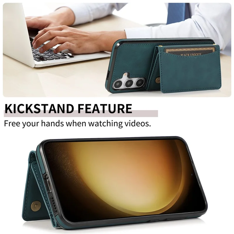For Samsung Galaxy A37 5G Phone Case Tri-Fold Wallet Kickstand PU Leather + TPU Back Cover - Blue