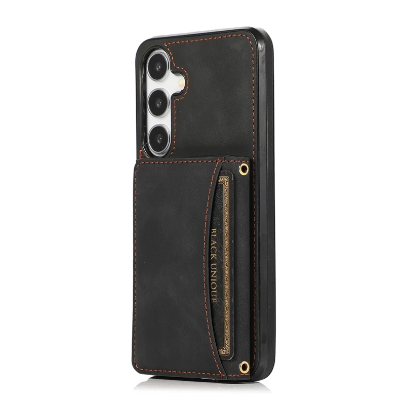 For Samsung Galaxy S26+ Phone Case Tri-Fold Wallet Kickstand PU Leather + TPU Back Cover - Black