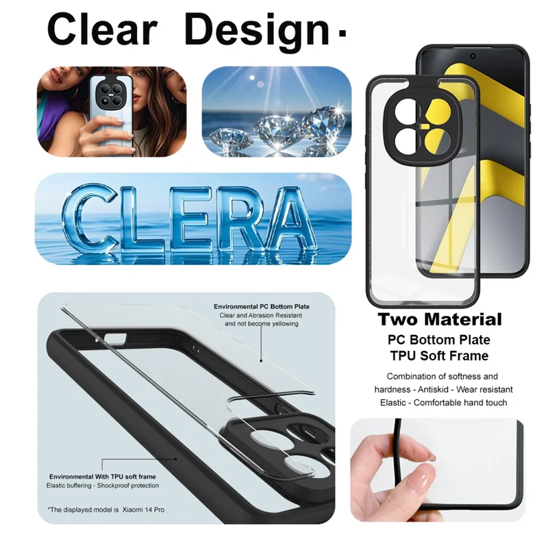 IMAK UX-9A Series For Xiaomi Poco M8 Pro 5G / Redmi Note 15 Pro+ 5G (Global) Case TPU PC Phone Cover Reinforced Corners - Transparent