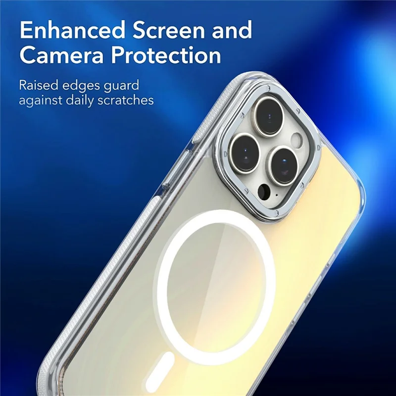 For iPhone 15 Pro Case Compatible with MagSafe Cute Fluorescent Design TPU Acrylic Phone Back Cover - White