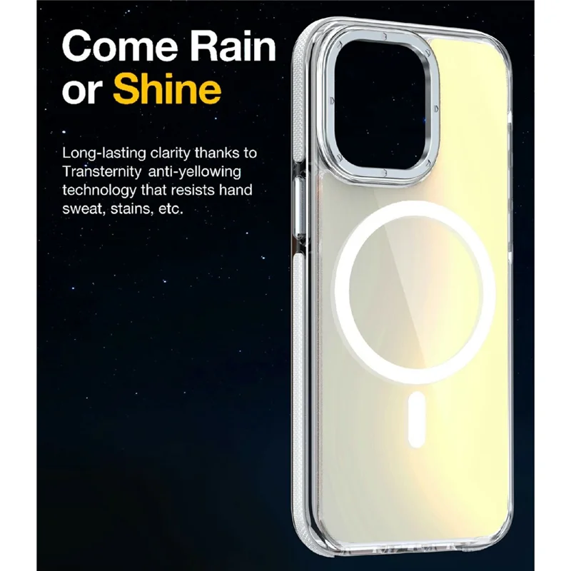 For iPhone 15 Pro Case Compatible with MagSafe Cute Fluorescent Design TPU Acrylic Phone Back Cover - White