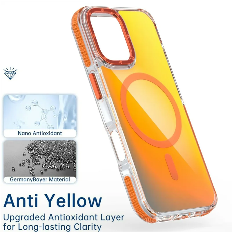 Für iPhone 16 Hülle kompatibel mit MagSafe Süßes fluoreszierendes Design TPU Acryl Handy-Rückseite – Orange