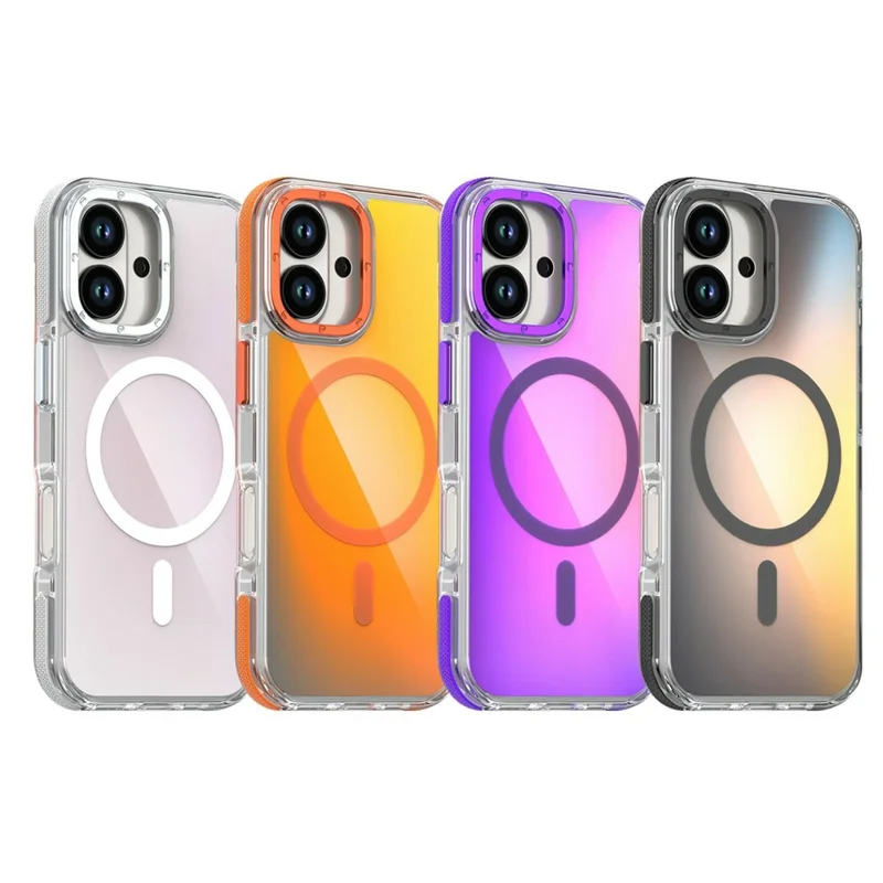 Für iPhone 16 Hülle kompatibel mit MagSafe Süßes fluoreszierendes Design TPU Acryl Handy-Rückseite – Orange