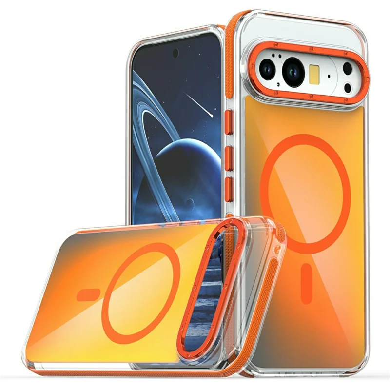 For Google Pixel 10 Pro XL Magnetic Case Cute Fluorescent Design TPU Acrylic Phone Back Cover - Orange