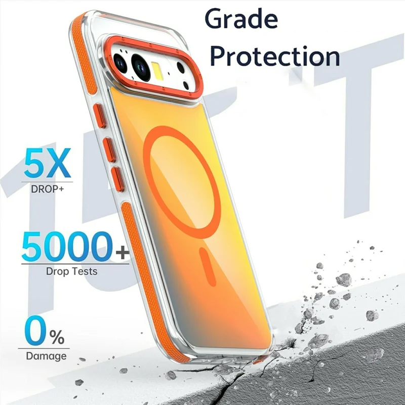 For Google Pixel 10 Pro XL Magnetic Case Cute Fluorescent Design TPU Acrylic Phone Back Cover - Orange