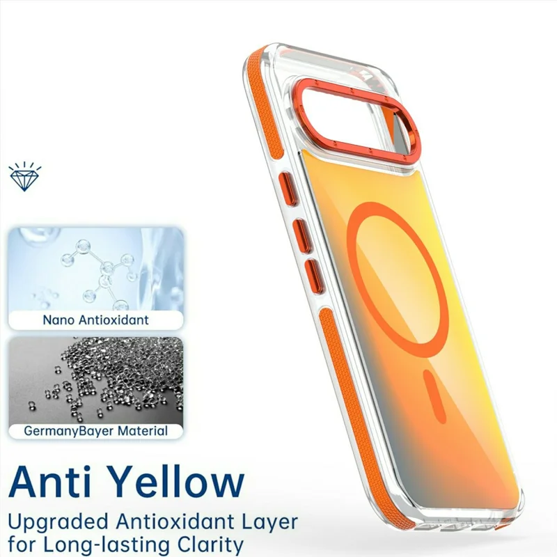 For Google Pixel 10 Pro XL Magnetic Case Cute Fluorescent Design TPU Acrylic Phone Back Cover - Orange