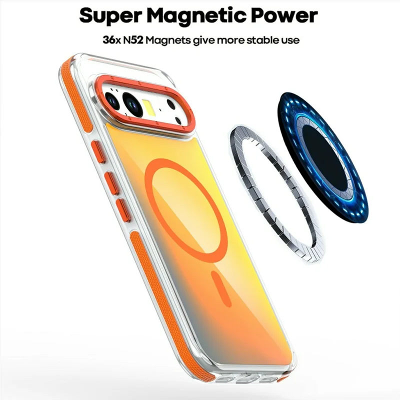 For Google Pixel 10 Pro XL Magnetic Case Cute Fluorescent Design TPU Acrylic Phone Back Cover - Orange