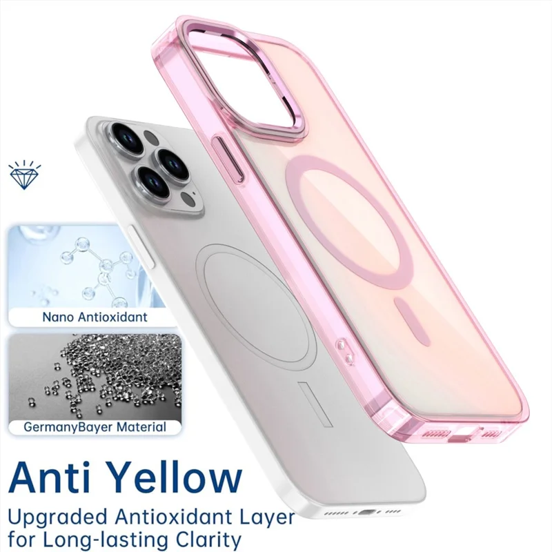 For iPhone 15 Pro Magnetic Case Cute Fluorescent Design TPU Phone Back Cover - Pink