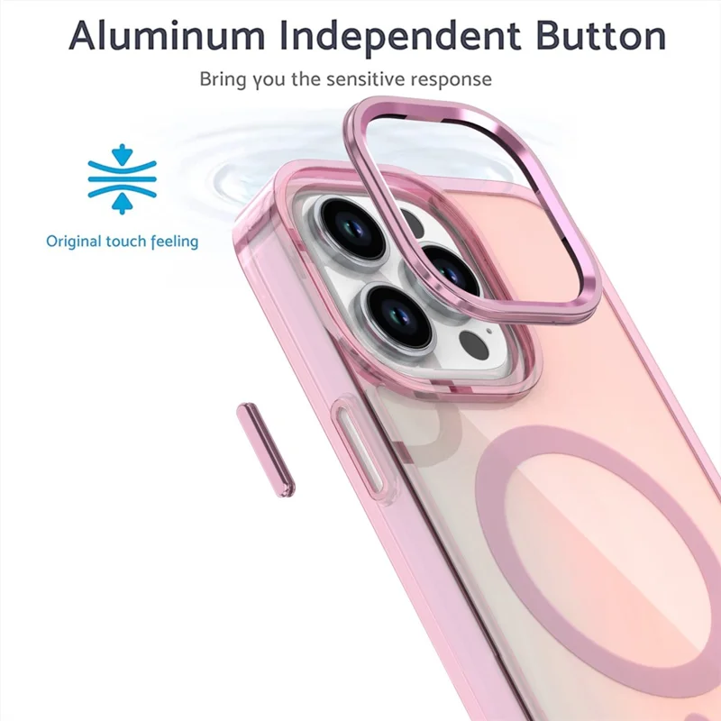 For iPhone 15 Pro Magnetic Case Cute Fluorescent Design TPU Phone Back Cover - Pink