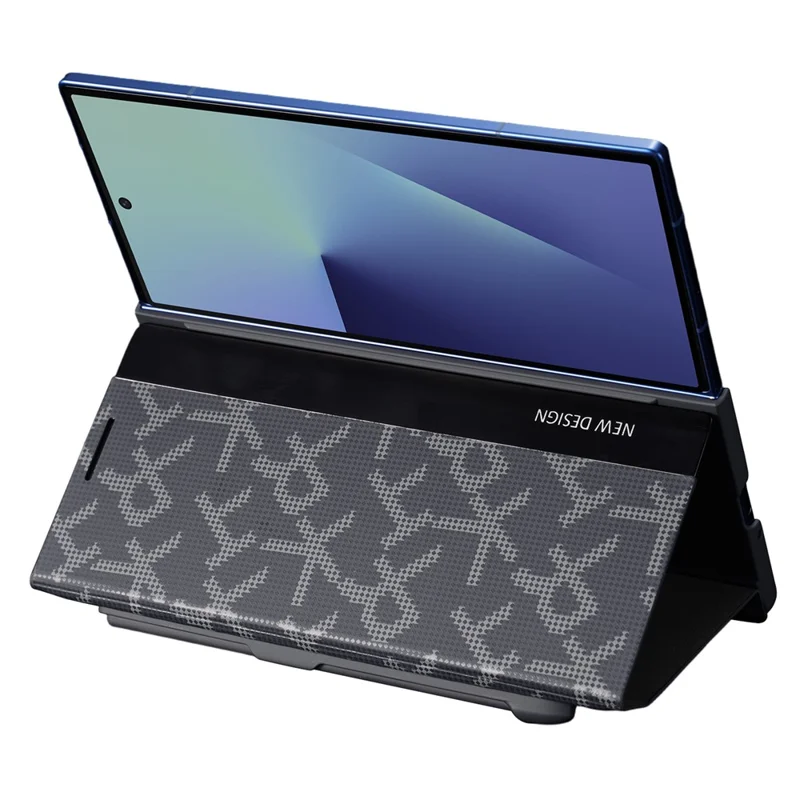 For Samsung Galaxy Z Fold7 5G Case Geometric Pixel Pattern Kickstand Foldable PC Phone Cover with Stylus - Black
