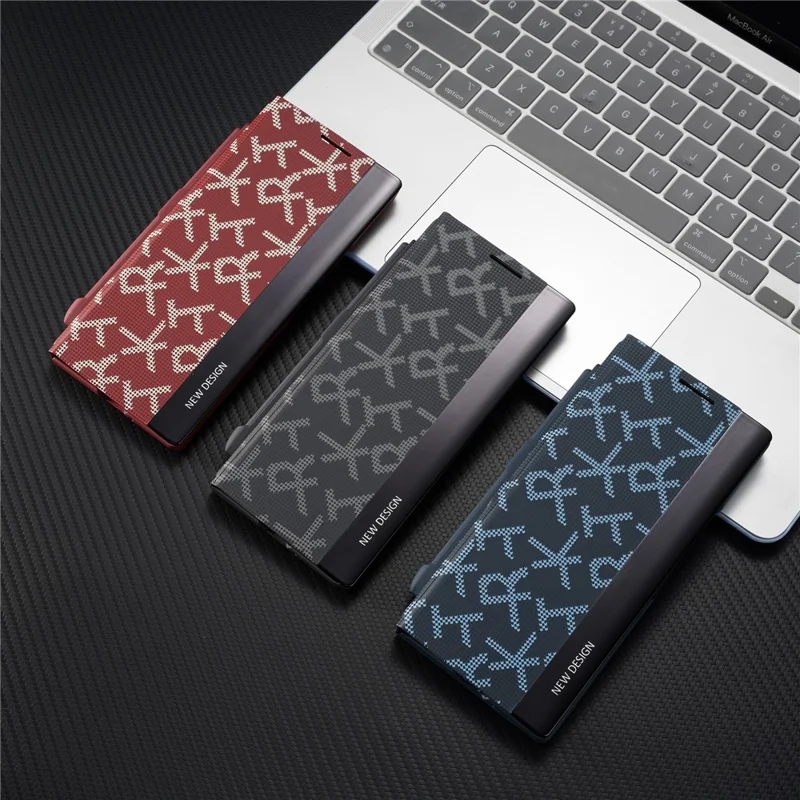 For Samsung Galaxy Z Fold7 5G Case Geometric Pixel Pattern Kickstand Foldable PC Phone Cover with Stylus - Black