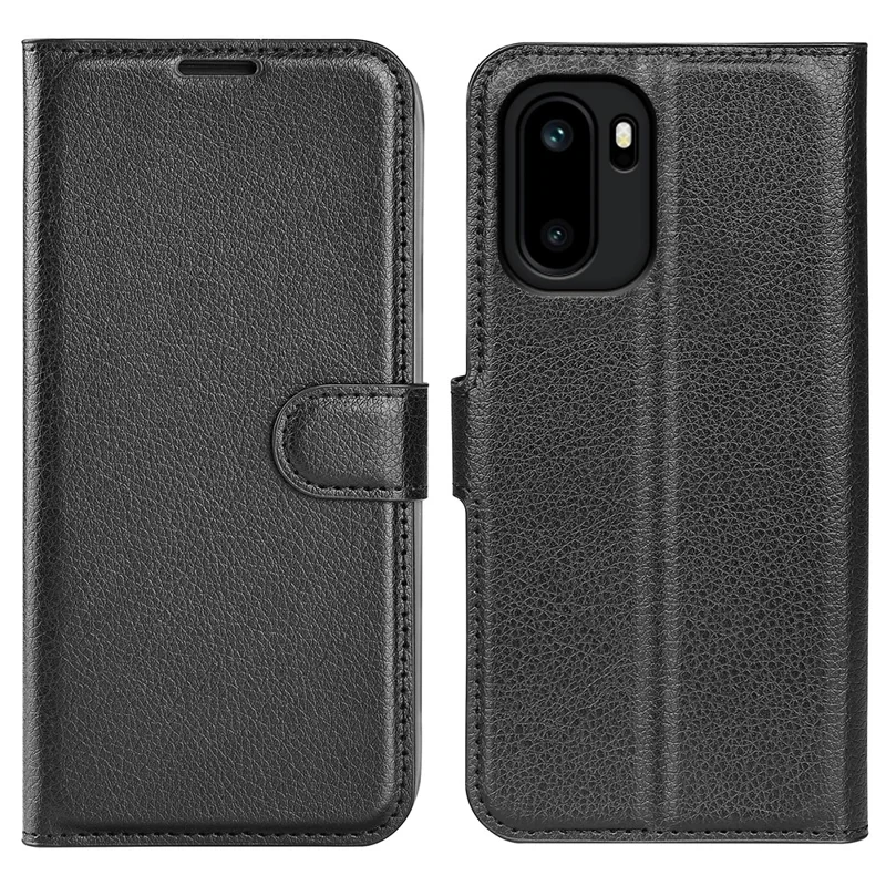 AMORUS For OnePlus Ace 6 5G Wallet Case Litchi Texture Shockproof Leather Flip Stand Phone Cover - Black