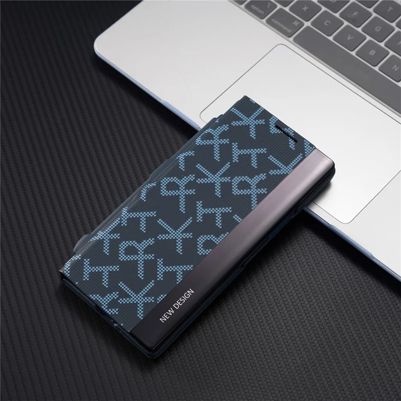 For Samsung Galaxy Z Fold3 5G Case Geometric Pixel Pattern Kickstand Foldable PC Phone Cover with Stylus - Blue