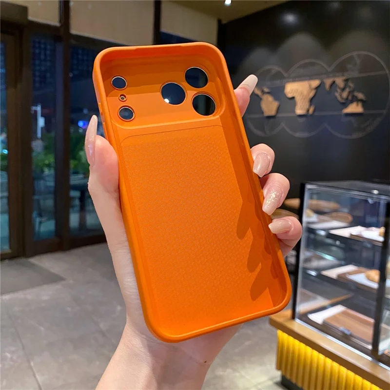 For iPhone 17 Pro Max Magnetic Case TPU + PU Leather Anti-Drop Phone Cover Compatible with MagSafe - Orange