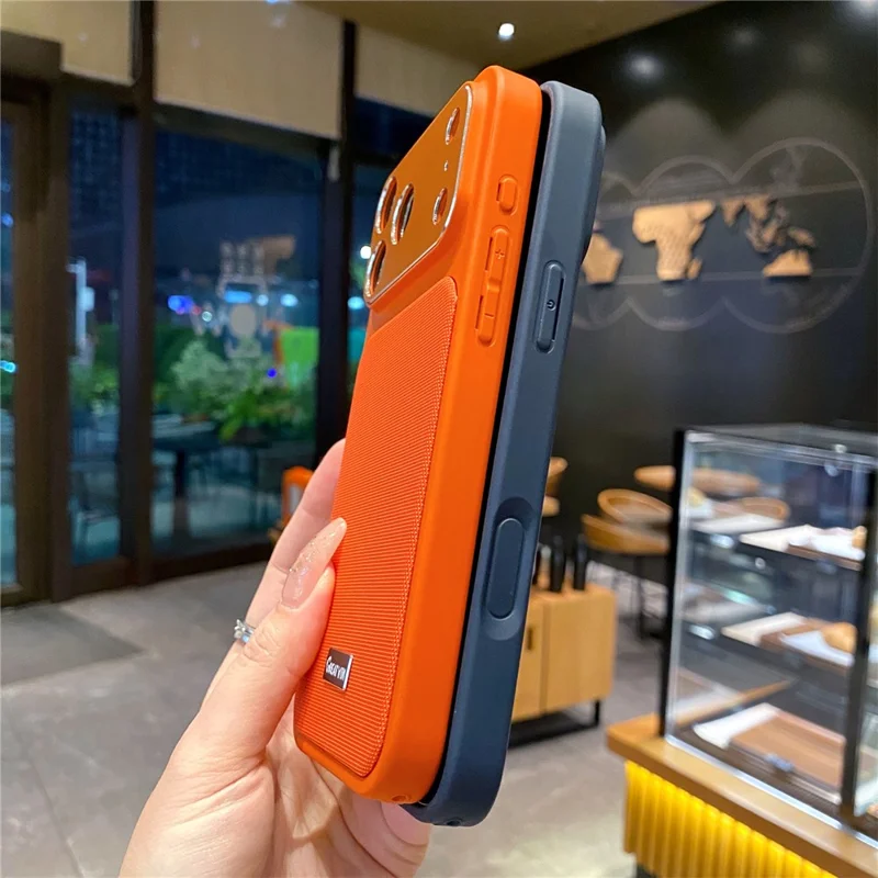 For iPhone 17 Pro Max Magnetic Case TPU + PU Leather Anti-Drop Phone Cover Compatible with MagSafe - Orange