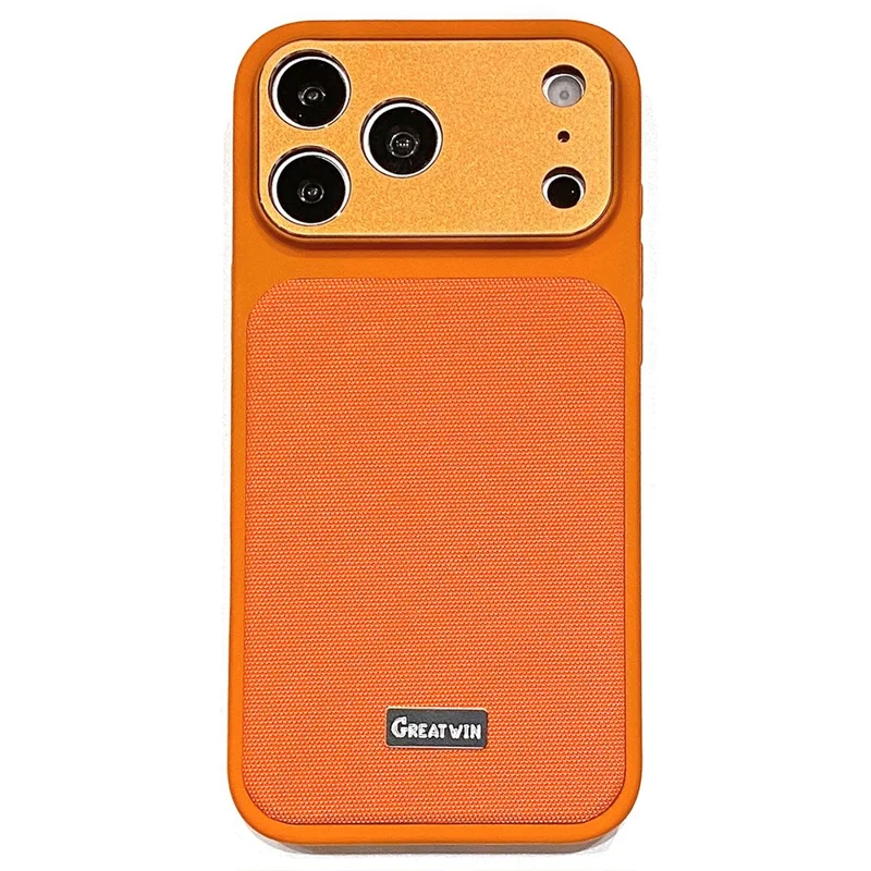 For iPhone 17 Pro Magnetic Case TPU + PU Leather Anti-Drop Phone Cover Compatible with MagSafe - Orange