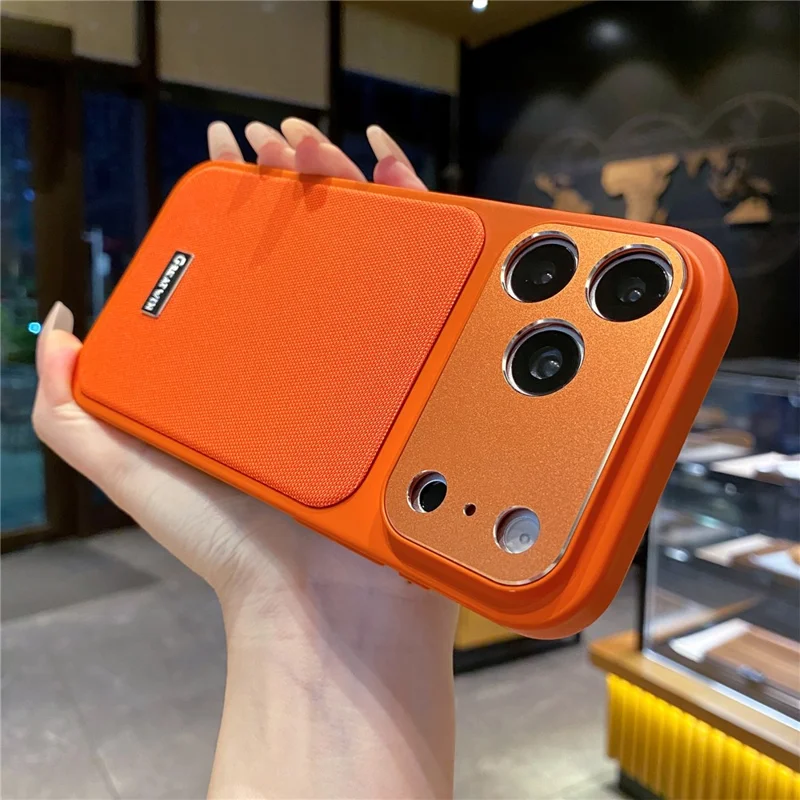 For iPhone 17 Pro Magnetic Case TPU + PU Leather Anti-Drop Phone Cover Compatible with MagSafe - Orange